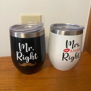 Black and White Mr. & Mrs. Insulated Tumblers Set